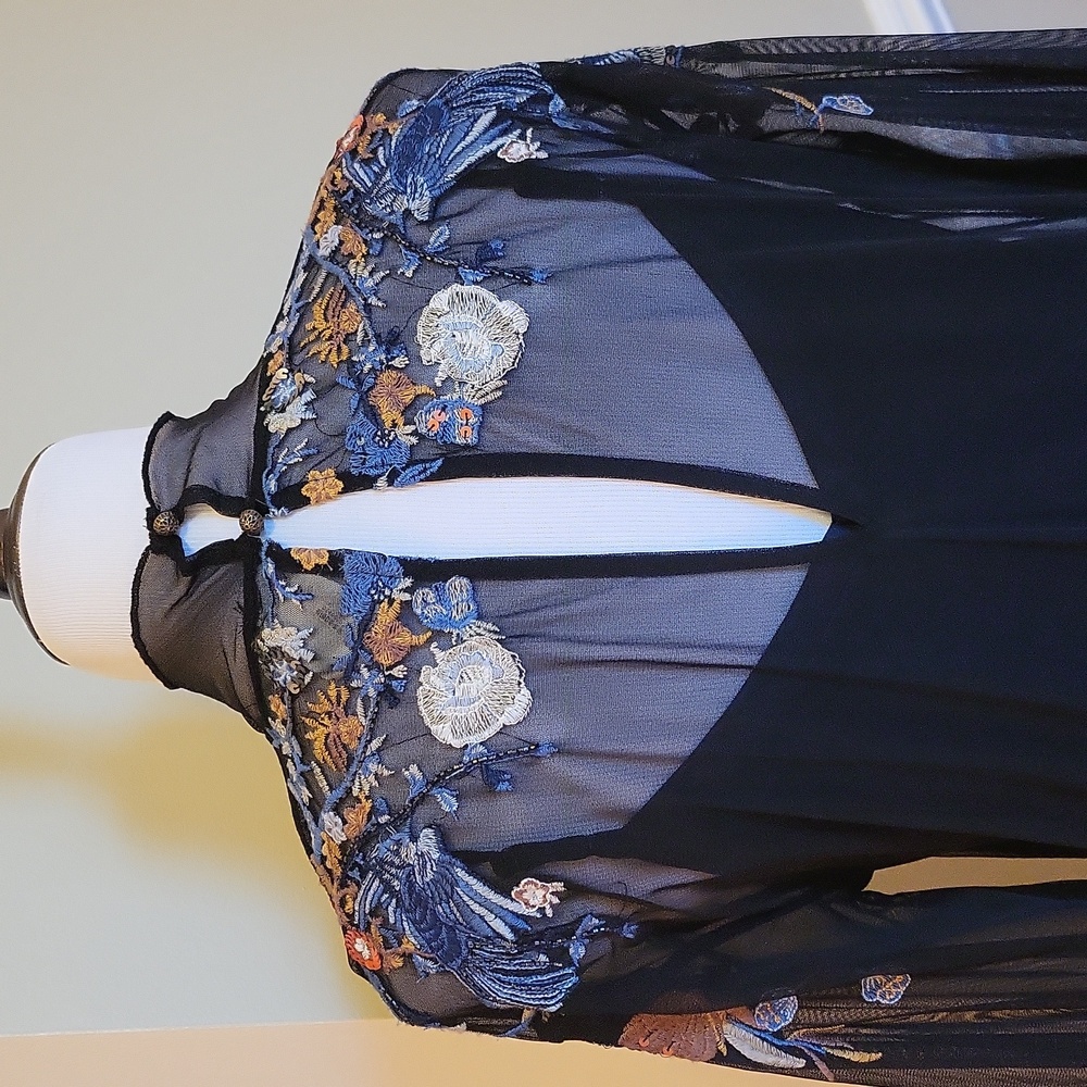 Free People Black Floral Embroidered Midi Dress - Picture 8 of 16